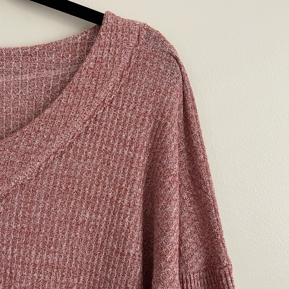 143 Story By Line Up Women’s Long Ballon Sleeve Waffle Knit Sweater Sm Burgundy‎ - Picture 2 of 9